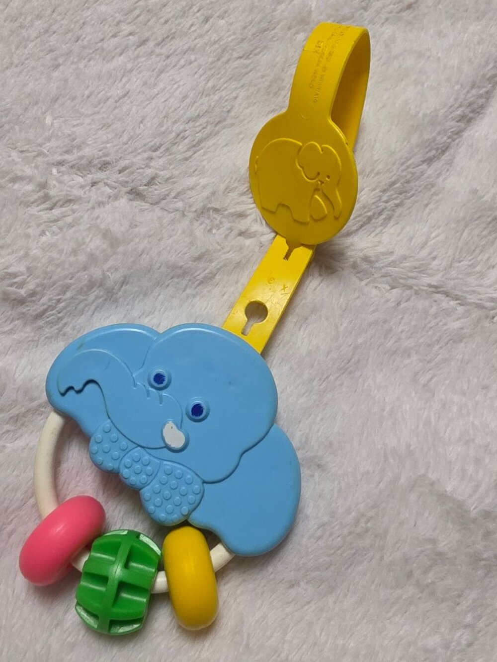 Vintage Fisher Price Elephant Crib Toy Rattle 619 1983 One Ring Circus Bead